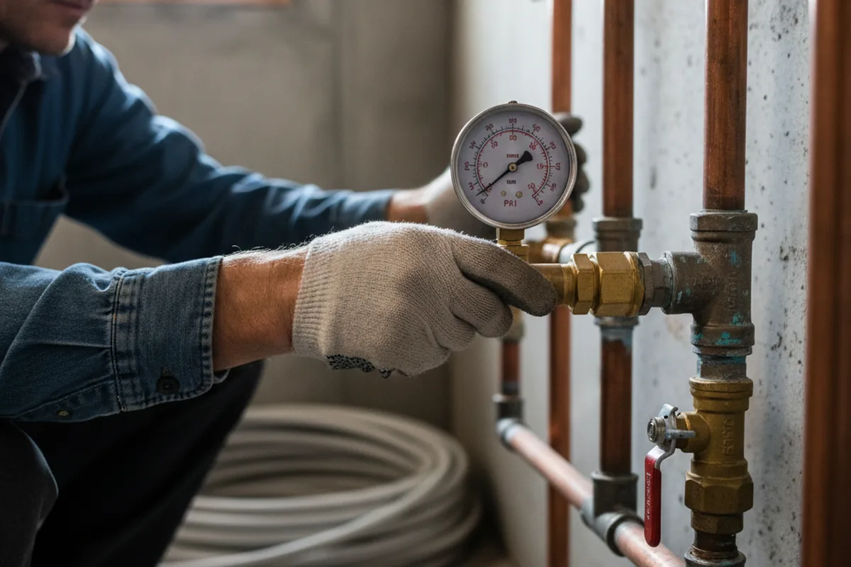 Pressure testing a repaired line during Water Line Repair in Pink Hill